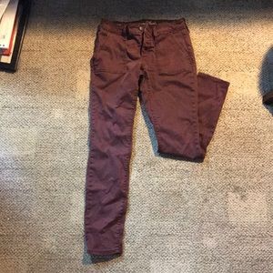 Maroon Mid Rise Skinny Jeans